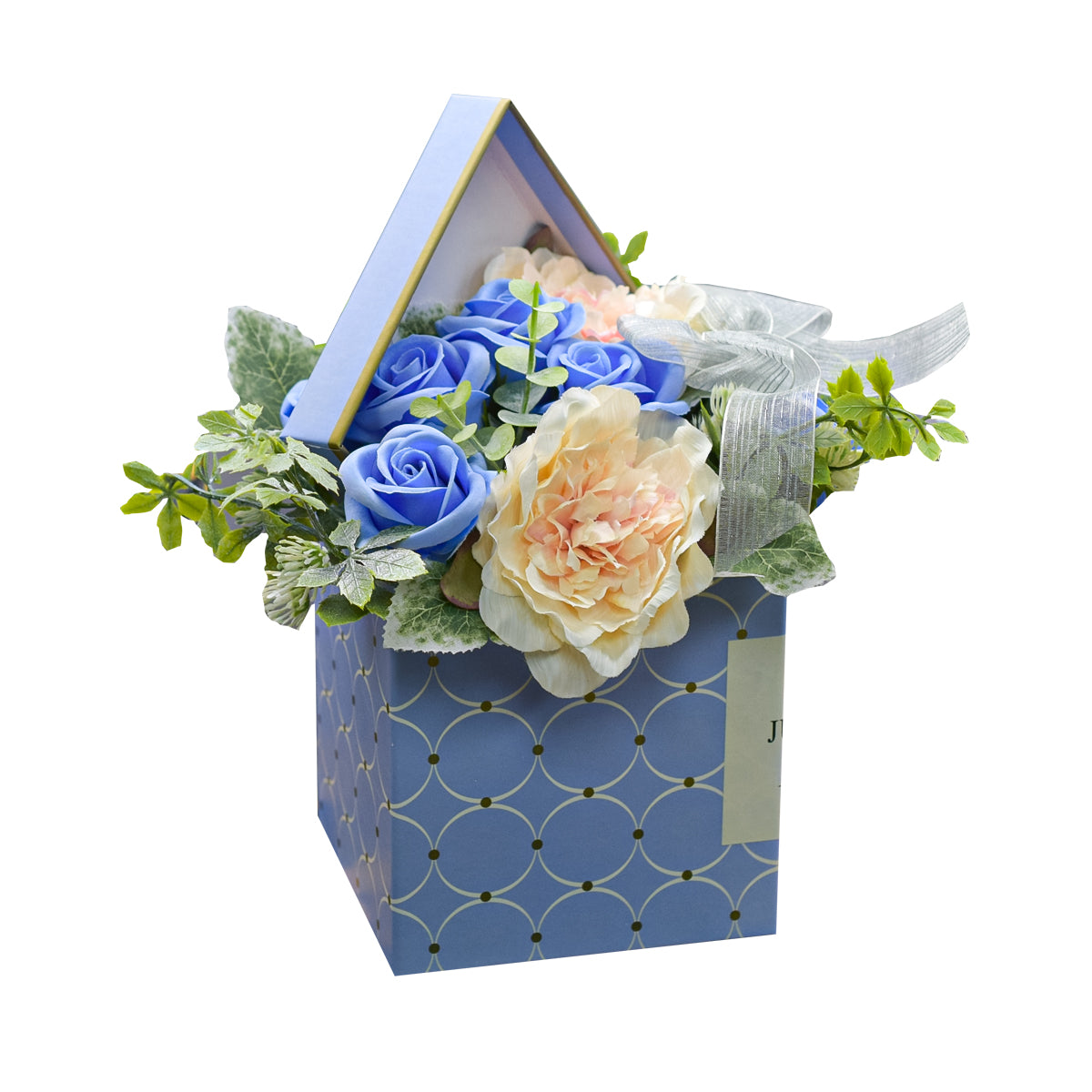 Aranjament floral elegant, flori de sapun, D4078, Blue