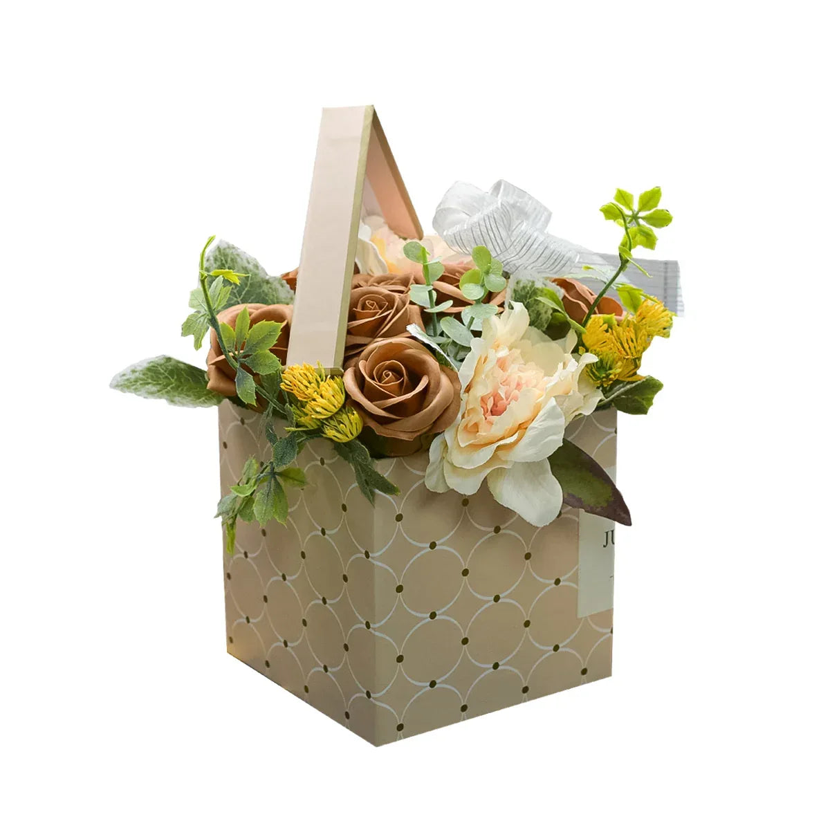 Aranjament floral elegant, flori de sapun, D4078, Crem - 221.ro