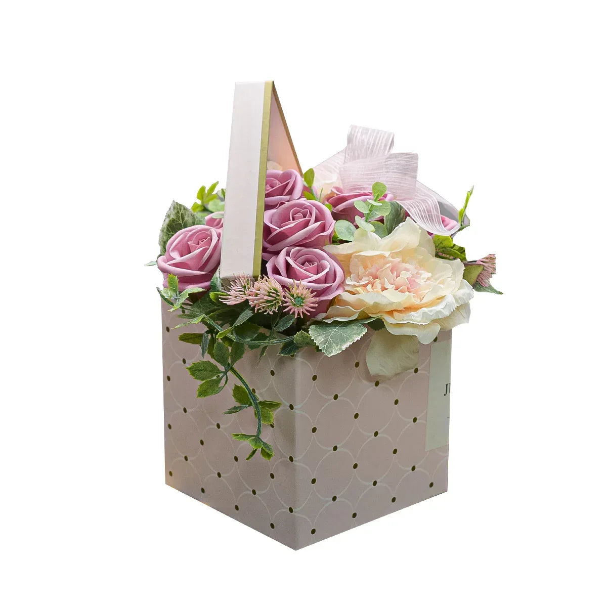 Aranjament floral elegant, flori de sapun, D4078, Roz - 221.ro