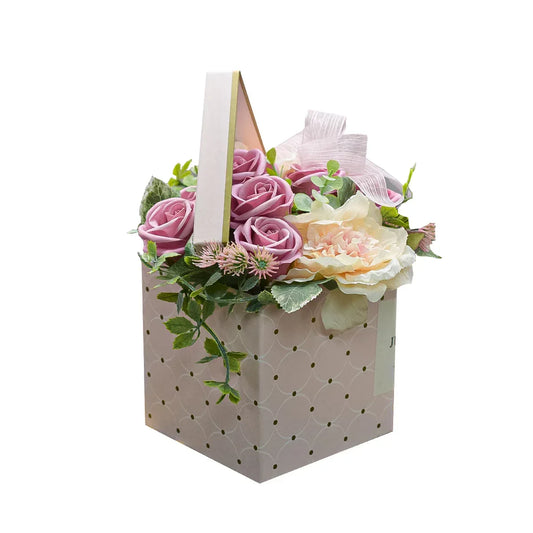 Aranjament floral elegant, flori de sapun, D4078, Roz - 221.ro