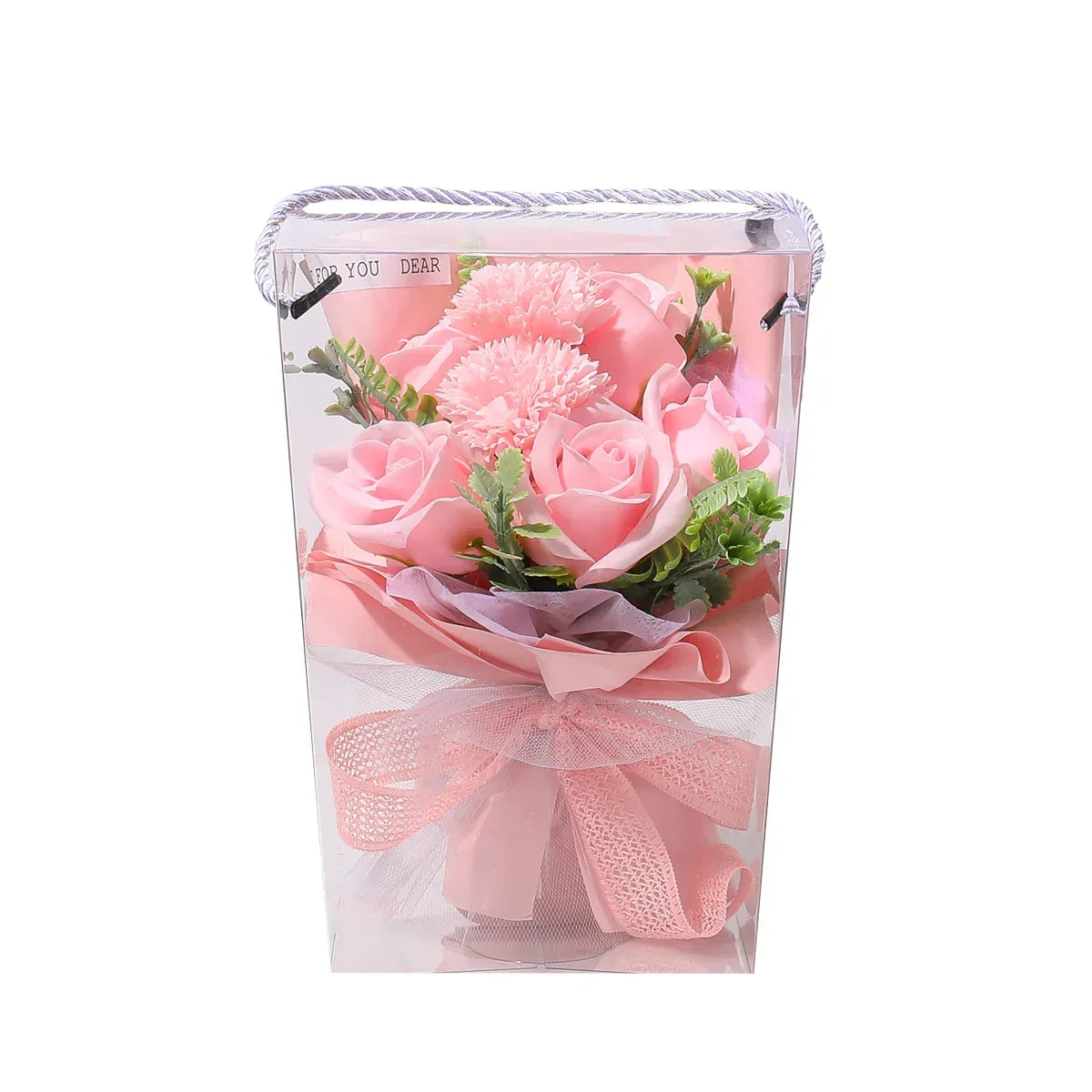 Aranjament floral elegant, flori de sapun, D4079, Roz - 221.ro