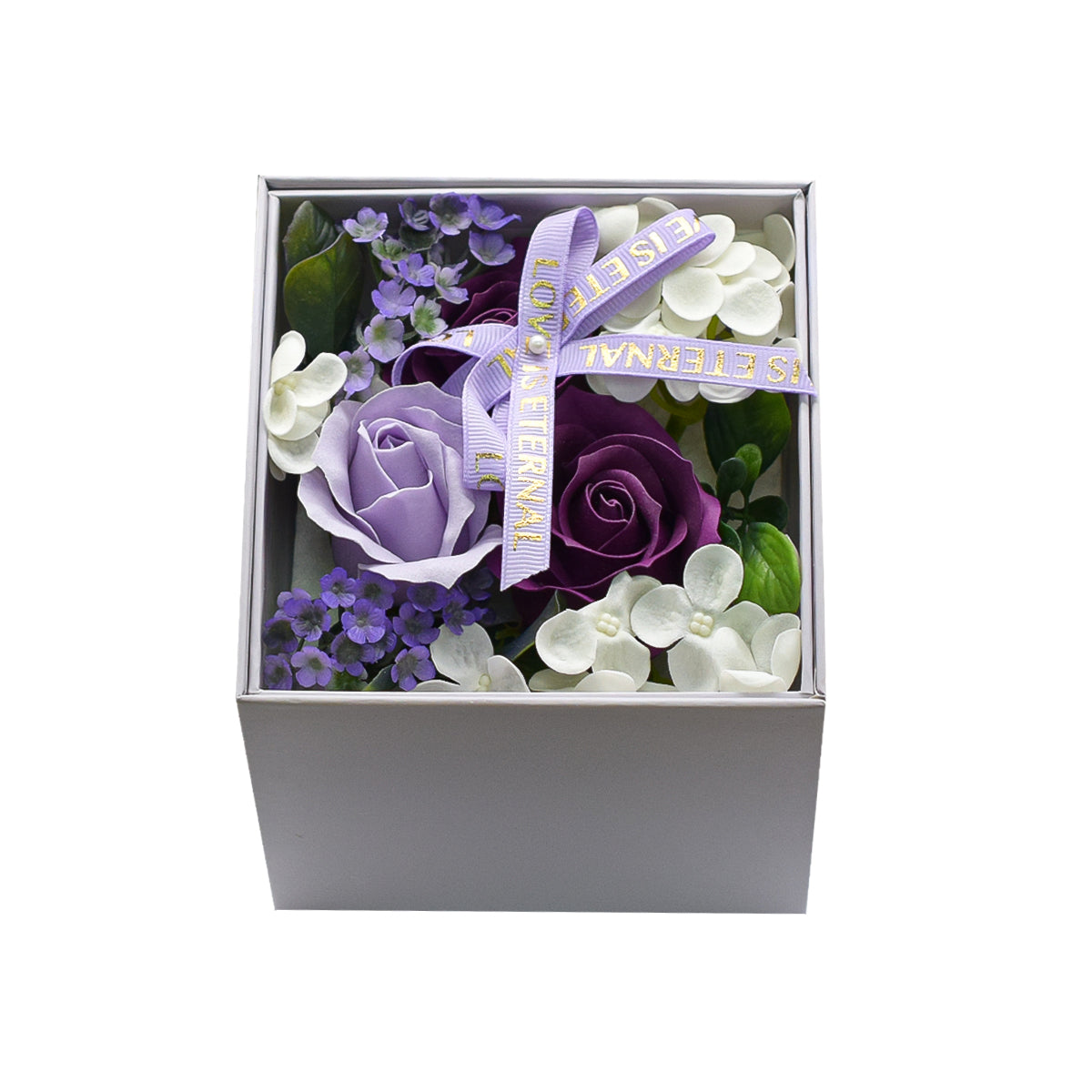 Aranjament floral elegant, flori de sapun, D4080, Mov