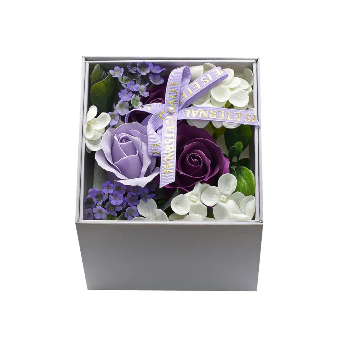 Aranjament floral elegant, flori de sapun, D4080, Mov - 221.ro