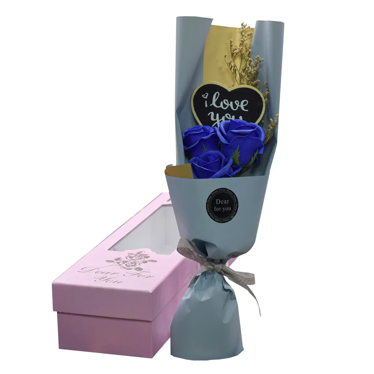 Aranjament floral elegant, flori de sapun, D4082, Blue - 221.ro