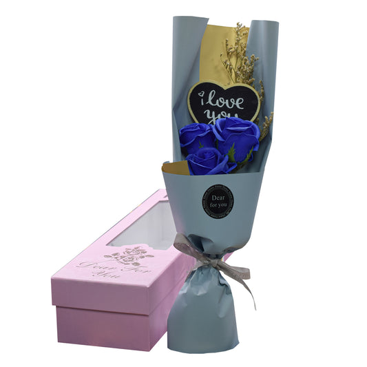 Aranjament floral elegant, flori de sapun, D4082, Blue