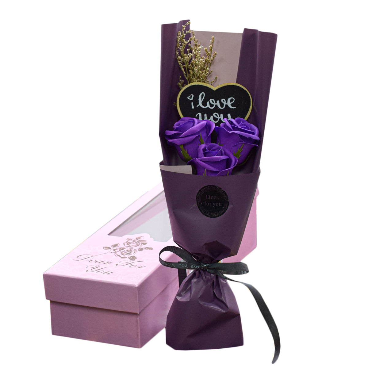 Aranjament floral elegant, flori de sapun, D4082, Mov