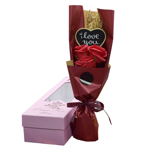 Aranjament floral elegant, flori de sapun, D4082, Rosu