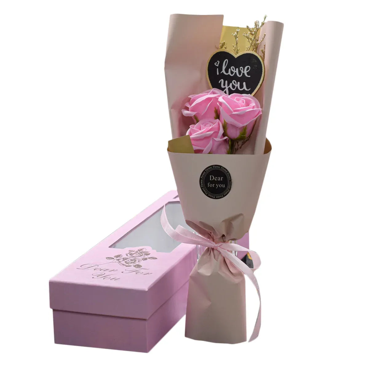 Aranjament floral elegant, flori de sapun, D4082, Roz - 221.ro