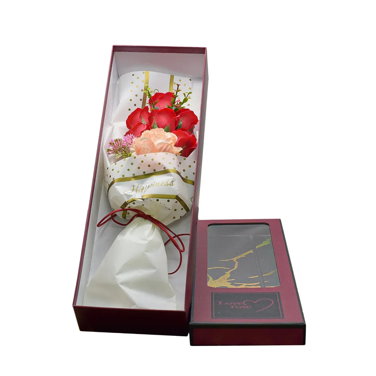 Aranjament floral elegant, flori de sapun, D4083, Rosu - 221.ro