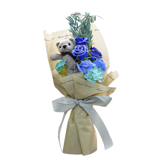 Aranjament floral elegant, flori de sapun, D4084, Blue