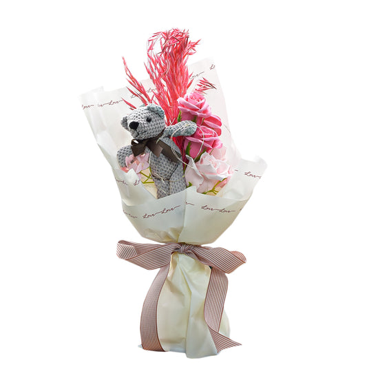 Aranjament floral elegant, flori de sapun, D4084, Roz