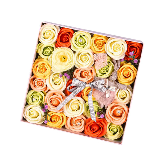 Aranjament floral elegant, flori de sapun, D4086, Crem