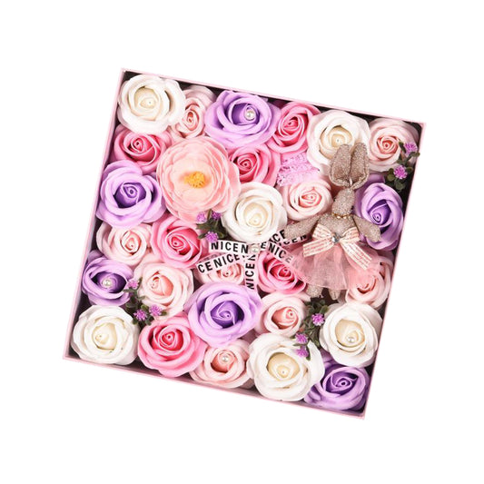 Aranjament floral elegant, flori de sapun, D4086, Roz