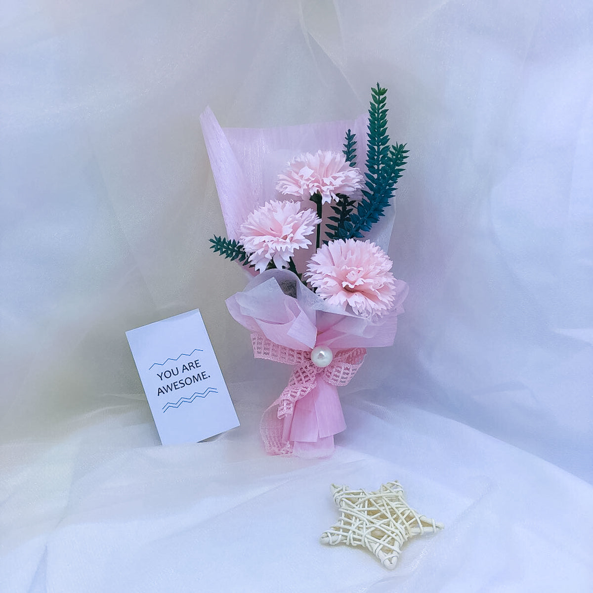 Aranjament floral elegant, flori de sapun, D4087, Roz
