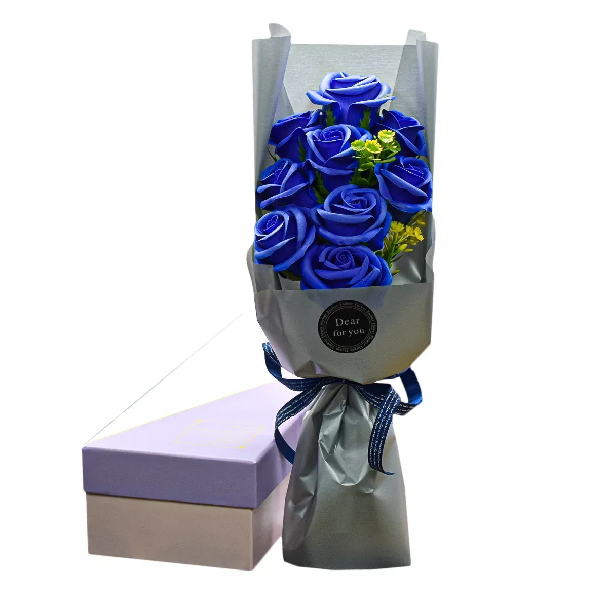 Aranjament floral elegant, flori de sapun, D4089, Blue - 221.ro