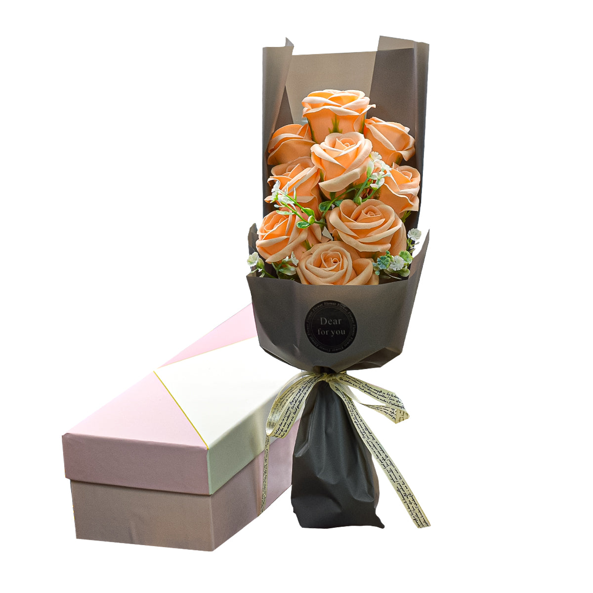 Aranjament floral elegant, flori de sapun, D4089, Crem