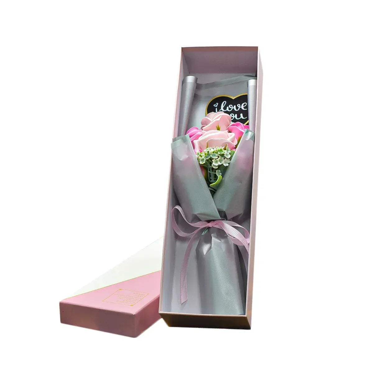 Aranjament floral elegant, flori de sapun, D4090, Roz - 221.ro