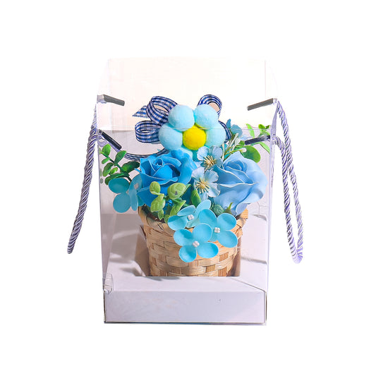 Aranjament floral elegant, flori de sapun, D4093, Blue