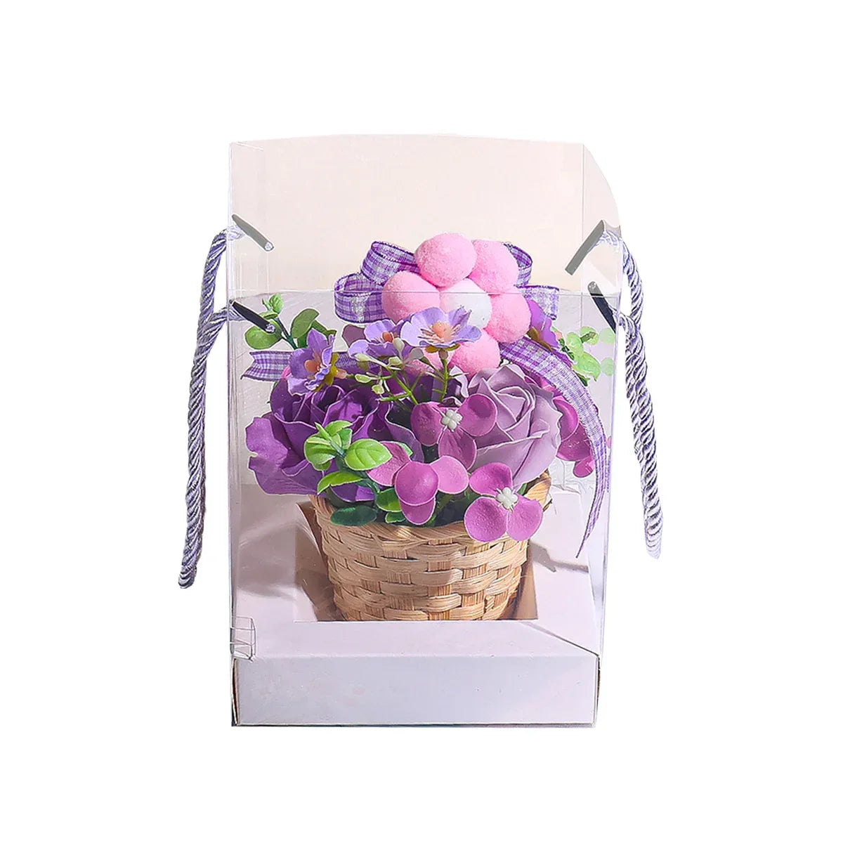Aranjament floral elegant, flori de sapun, D4093, Mov - 221.ro