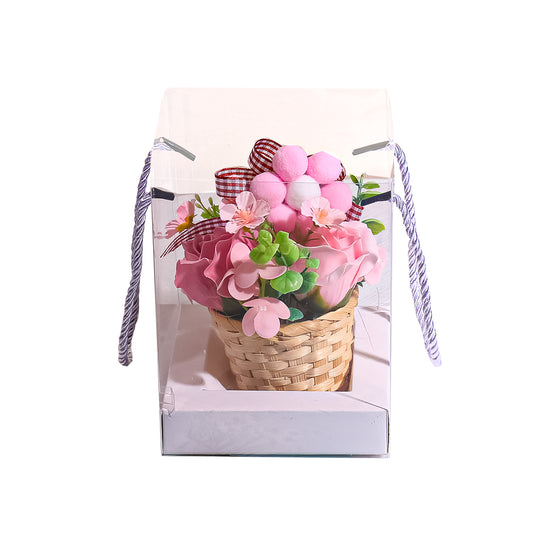 Aranjament floral elegant, flori de sapun, D4093, Roz