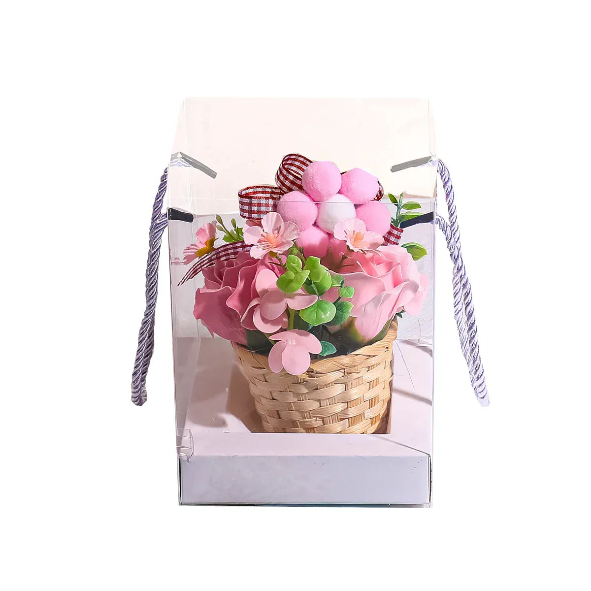 Aranjament floral elegant, flori de sapun, D4093, Roz - 221.ro