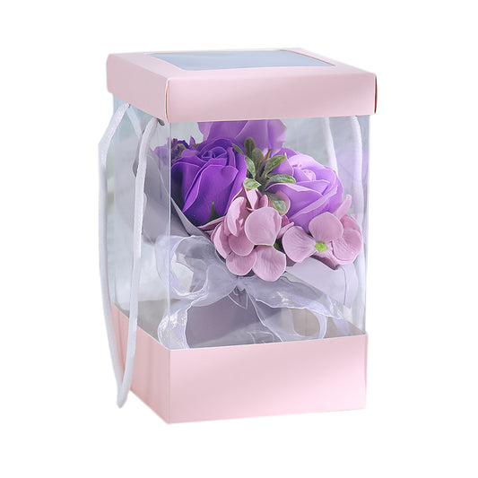 Aranjament floral elegant, flori de sapun, D4096, Mov