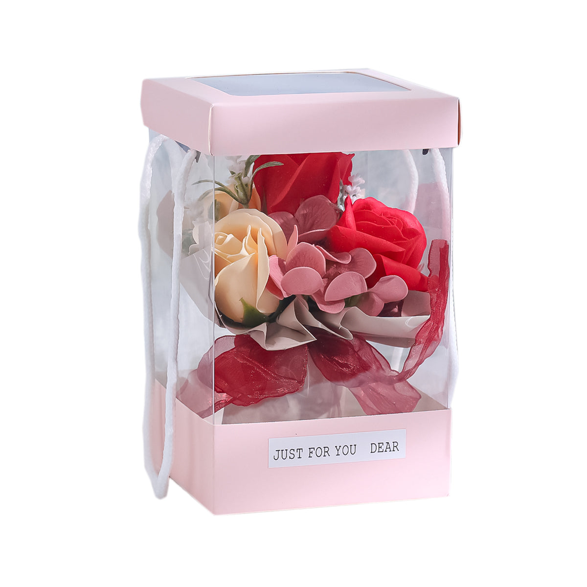 Aranjament floral elegant, flori de sapun, D4096, Rosu