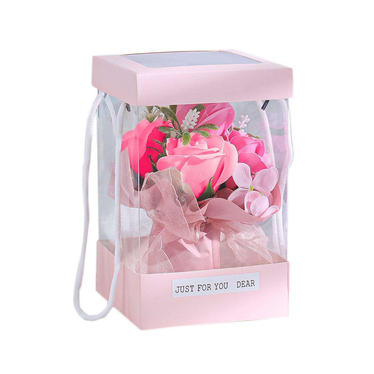 Aranjament floral elegant, flori de sapun, D4096, Roz