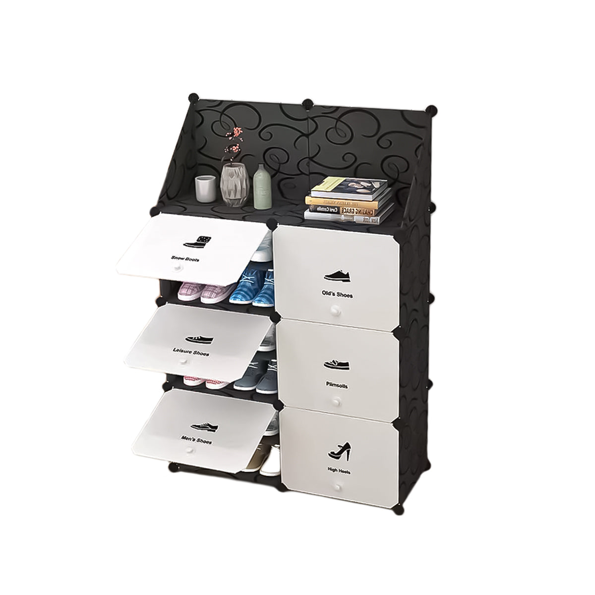 Pantofar modular, 12 Compartimente, D4100, Negru