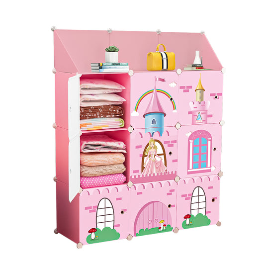 Dulap Modular Copii, 9 Usi, D4101, Roz