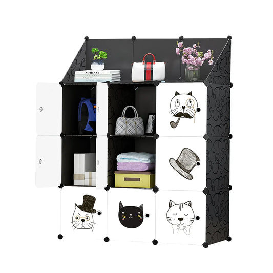 Dulap Modular, 9 Compartimente, D4103, Alb/Negru - 221.ro