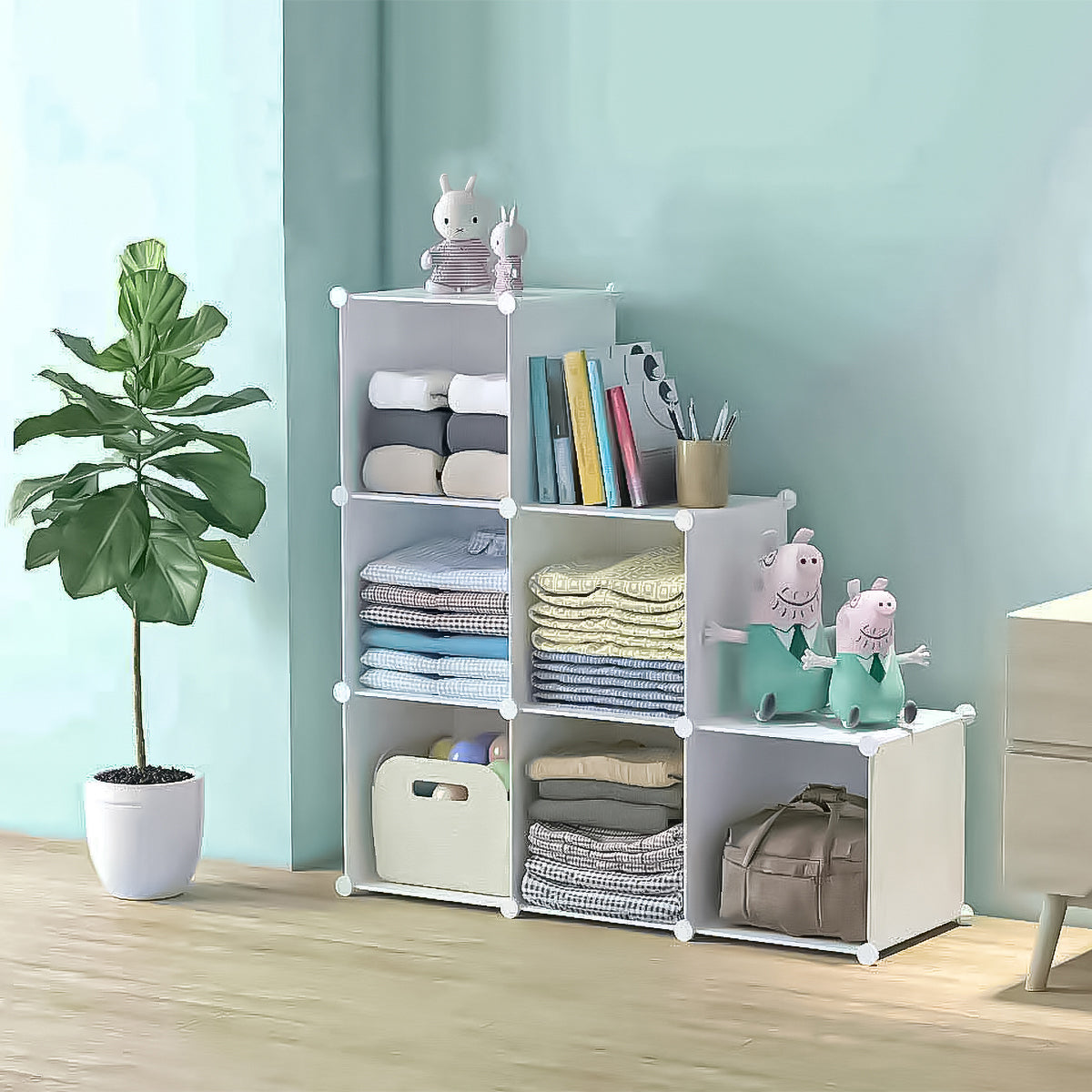 Dulap Modular, 6 Compartimente, D4106, Alb