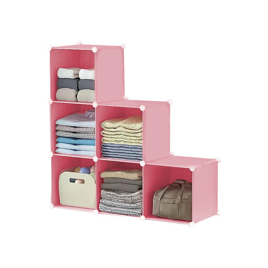 Dulap Modular, 6 Compartimente, D4107, Roz - 221.ro