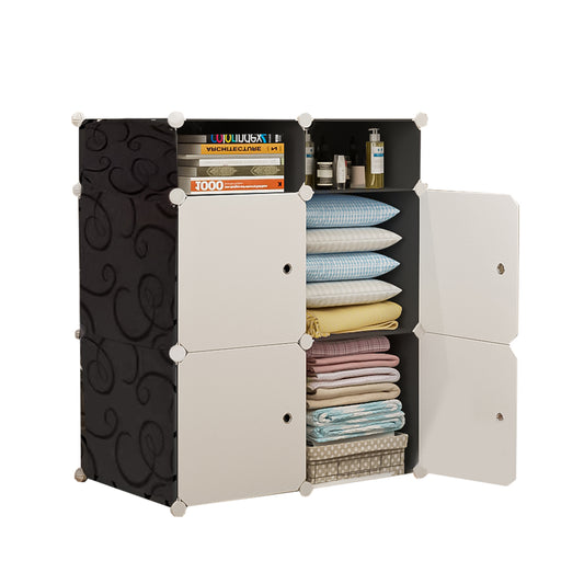 Dulap Modular, 6 Compartimente, D4120, Alb/Negru