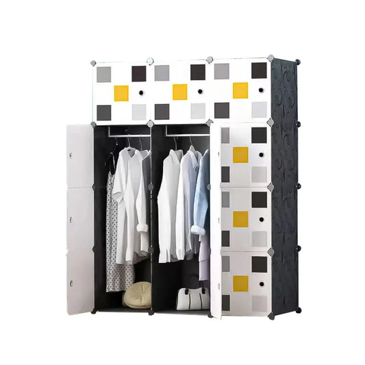 Dulap Modular, 12 Usi, D4131, Alb/Negru - 221.ro