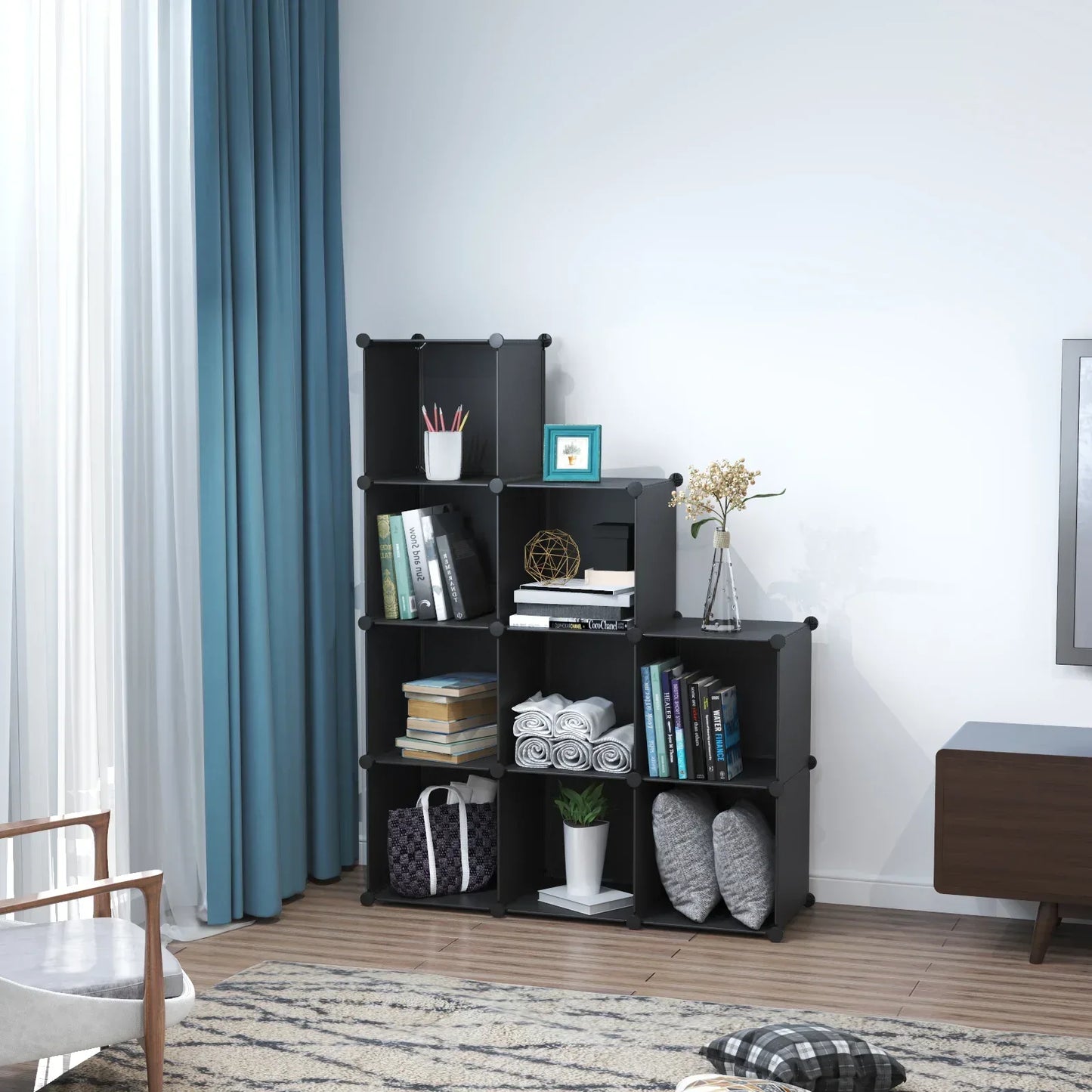 Dulap Modular, 9 Compartimente, fara usi, Naimeed D4136, Negru - 221.ro