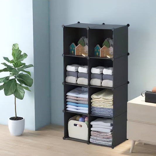 Dulap Modular, 8 Compartimente, fara usi, Naimeed D4138, Negru