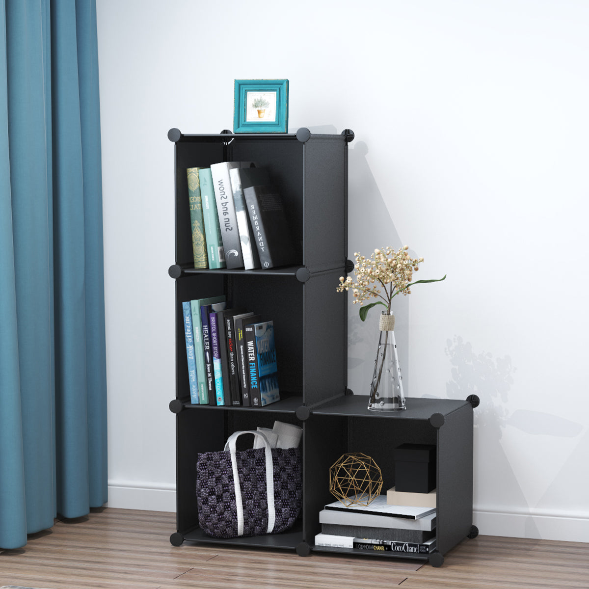 Dulap Modular, 4 Compartimente, fara usi, Naimeed D4140, Negru