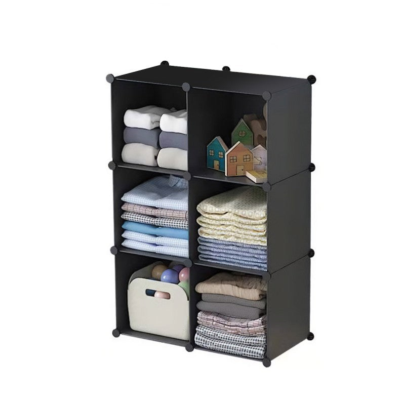 Dulap Modular, 6 Compartimente, fara usi, Naimeed D4141, Negru