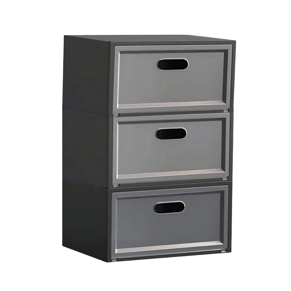 Set 3 cutii pentru depozitare pantofi, Naimeed D4151, polipropilena, Negru