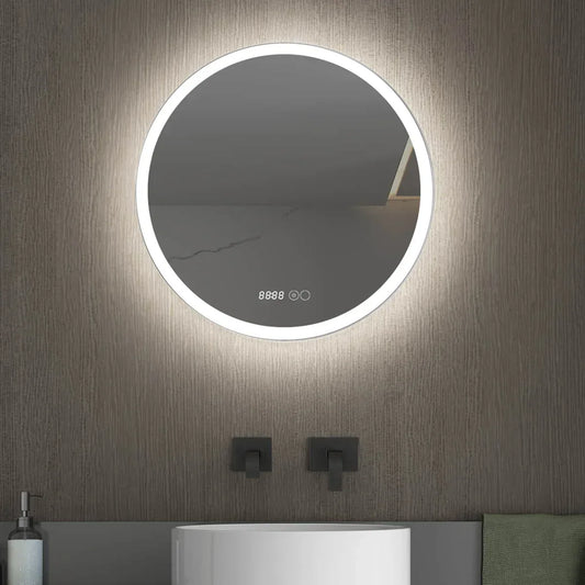 Oglinda baie, sistem iluminare LED, IP44, 80cm, D4216, Dezaburire, Touch, Ceas - 221.ro