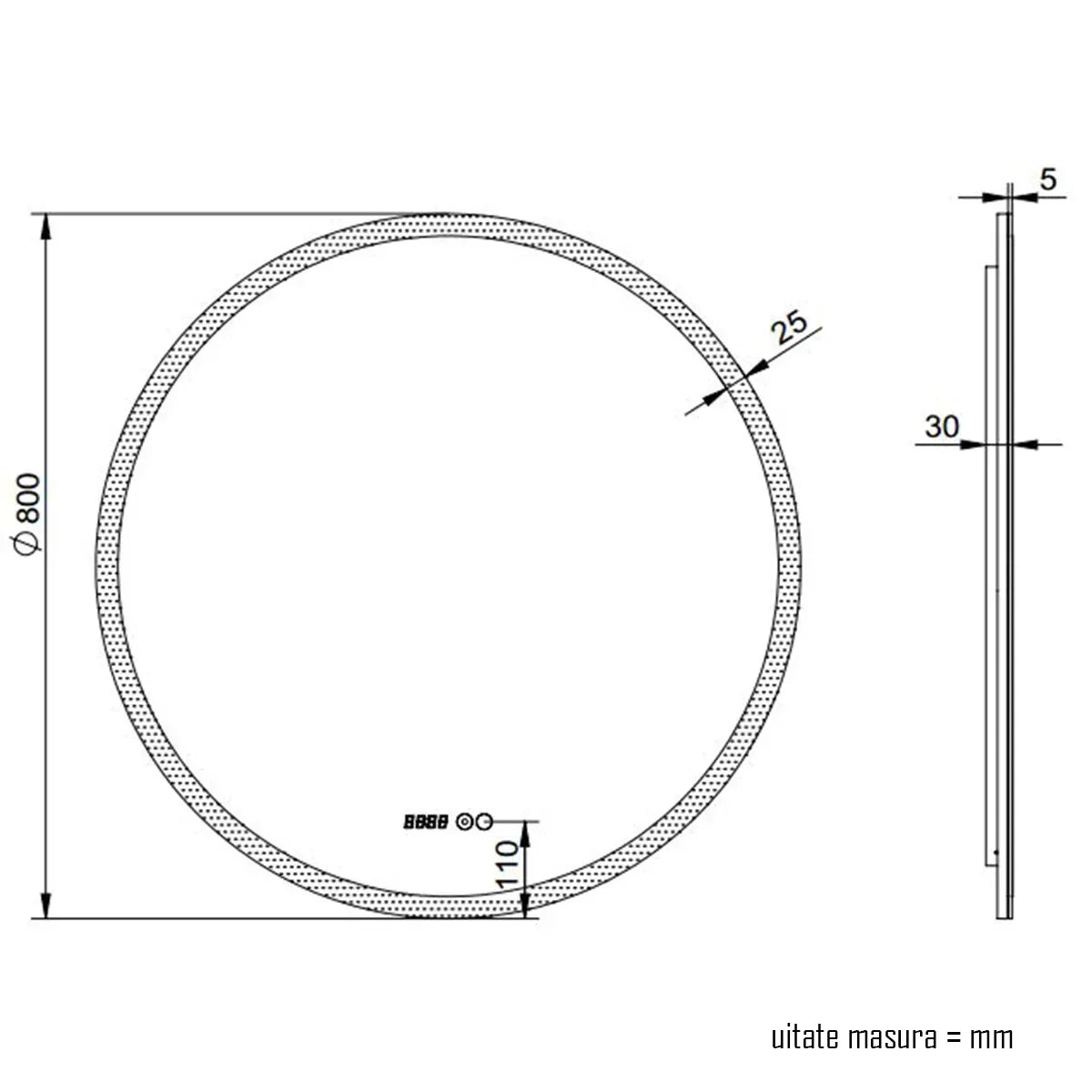 Oglinda baie, sistem iluminare LED, IP44, 80cm, D4216, Dezaburire, Touch, Ceas - 221.ro