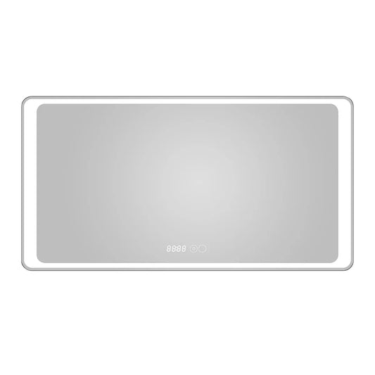 Oglinda baie, sistem iluminare LED, IP44, 100x70cm, D4218, Dezaburire, Touch, Ceas - 221.ro
