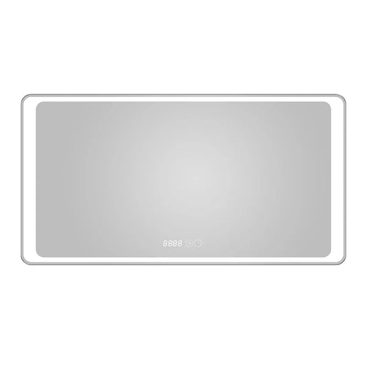 Oglinda baie, sistem iluminare LED, IP44, 100x70cm, D4218, Dezaburire, Touch, Ceas - 221.ro