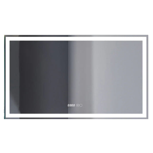 Oglinda baie, sistem iluminare LED, IP44, 120x70cm, D4228, Dezaburire, Touch, Ceas - 221.ro