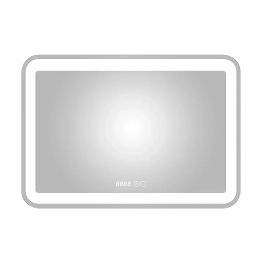 Oglinda baie, sistem iluminare LED, IP44, 100x70cm, D4230, Dezaburire, Touch, Ceas - 221.ro