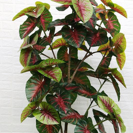 Planta artificiala, Alocasia fara ghiveci, D4288, 200cm, verde/rosu