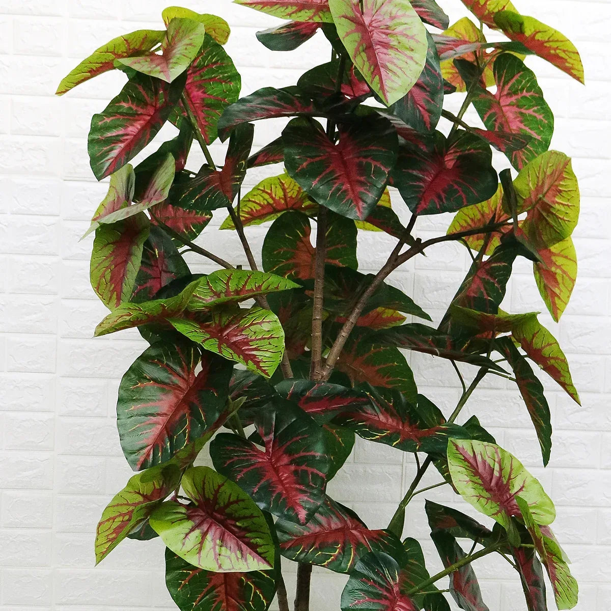 Planta artificiala, Alocasia fara ghiveci, D4288, 200cm, verde/rosu - 221.ro