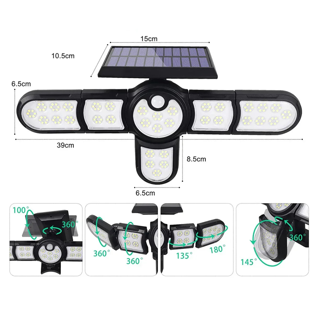 Lampa solara, cu senzor de miscare, lumina LED, acumulator, Naimeed D4333, 198 LED-uri - 221.ro