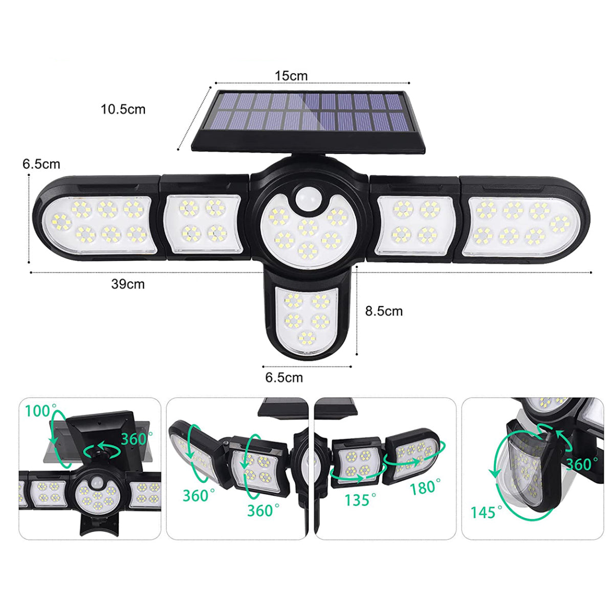 Lampa solara, cu senzor de miscare, lumina LED, acumulator, Naimeed D4333, 198 LED-uri